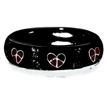 Black Striped Enamel Ring