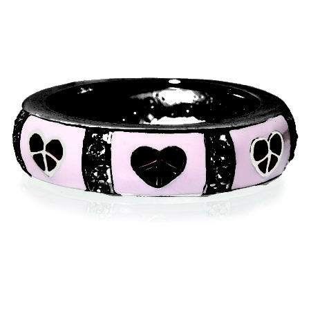 Enamel Heart & Stripe