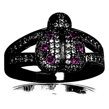 Lady Bug Ring with diamonds & pink sapphires