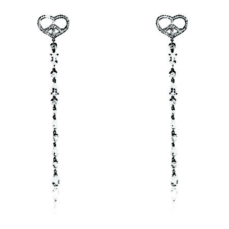 Small Heart 7 Diamond White Topaz Drop Earring