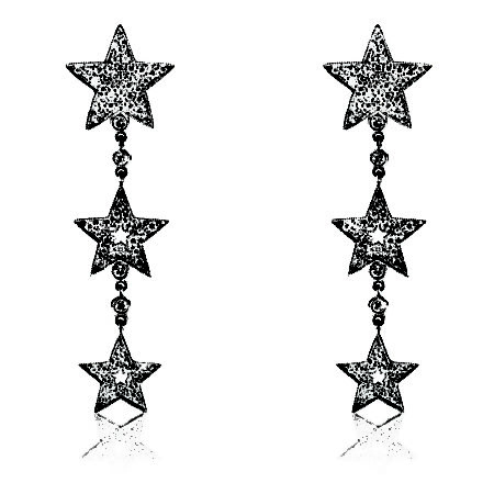 Triple Diamond Star Drop Earring