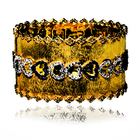 Brushed Diamond & Blue Sapphire Hearts Bracelet